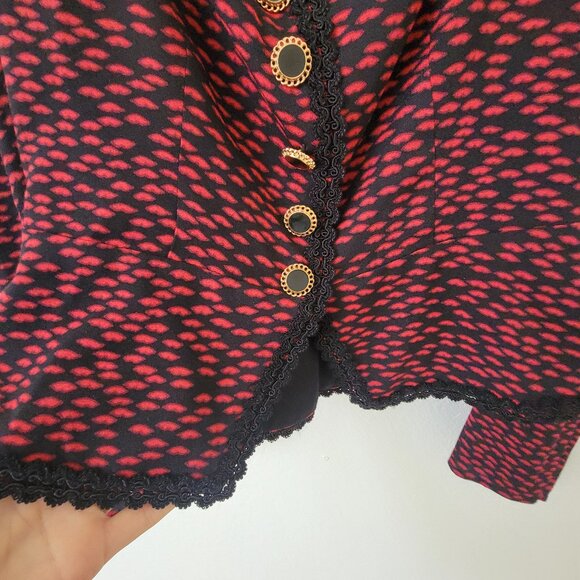 Reformation Nikky Top Blouse - French Kiss Red Black Size 2 - Picture 8 of 12